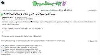 Java Practice It 4 26 getGradePreconditions method logic