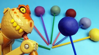 Explore 8 Emotions With Play-Doh And Lollipops With Dino! 🌈🍭🦖😊😲😍😢😠💪❤️
