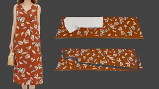 🧵🪡 no pattern needed | easy to cut and sew dress with side seam pockets