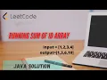 Running sum of Array solution in java Leetcode question 1480 DSA