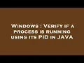 Windows Verify if a process is running using its PID in JAVA