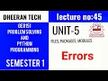 GE8151 PROBLEM SOLVING AND PYTHON PROGRAMMING PSPP Manojkumar Lectures errors