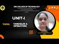 variables and operators OOPS in JAVA SNS Institutions