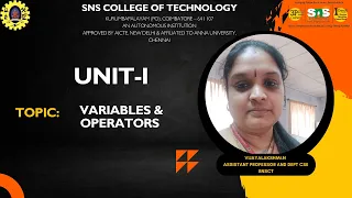 variables and operators OOPS in JAVA SNS Institutions