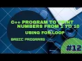 c program to print numbers from 1 to 10 using for loop