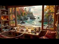 Download Lagu Relaxing Autumn Jazz by Window 🍁 Seaside Café Ambience with Cozy Jazz Music for Study \u0026 Relaxation