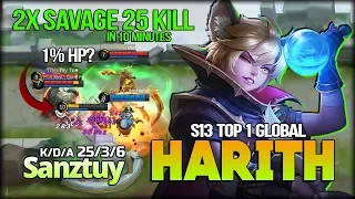 Download 2x SAVAGE 25 KILL!! Unlimited Dash Never Die!! Sanztuy S13 Top 1 Global Harith - Mobile Legends MP3