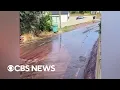 Download Lagu River of red wine flows through village in Portugal