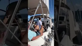 Tacking a sailboat – practicing in sunny St Martin. #shorts