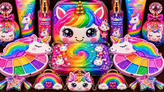Satisfying Slime ASMR Making Rainbow Slime Mixing Makeup Lipsticks Candy M&Ms