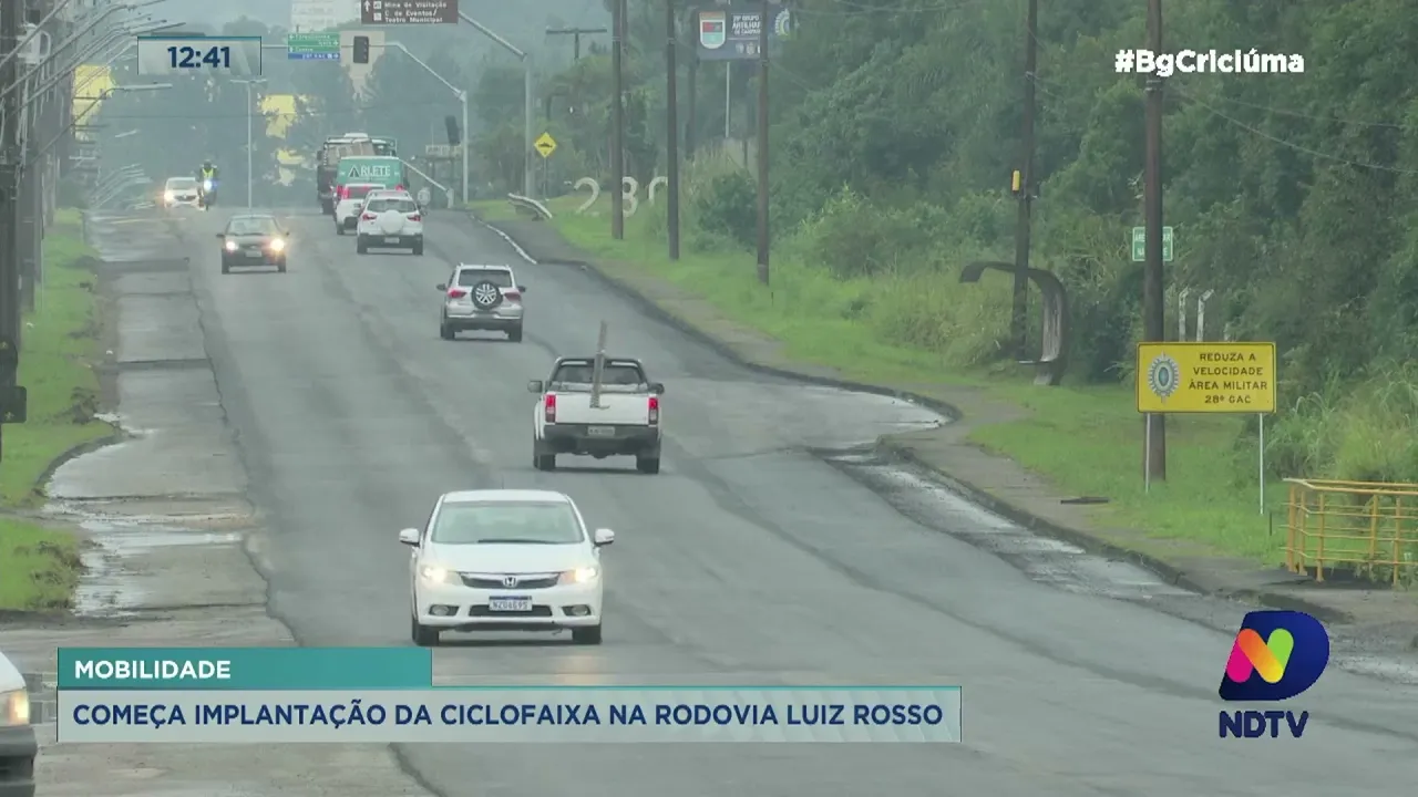 Obras da ciclofaixa iniciadas na Rodovia Luiz Rosso em Criciúma
