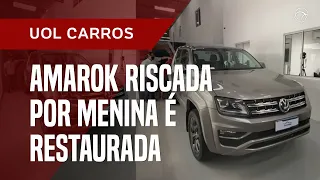 Menina que riscou Amarok do pai ganha conserto do carro no Dia das Crianças