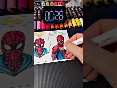 Drawing Spider-Man🕷️in 30 sec, 3 min, 10 min🕦#drawing #art #spiderman