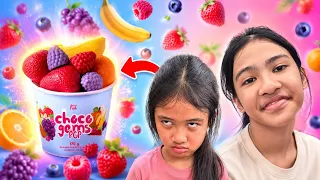 ออมเล็ตซื้อ ช็อคโก้เจม กินเอง Choco Gems Pop ของจริง เอาไปแบ่งน้อง แต่น้องกลับงอน