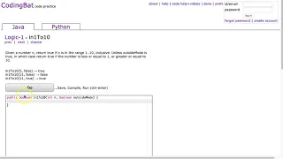 Codingbat - in1To10 Java