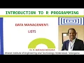 R Programming Lecture-17 LISTS
