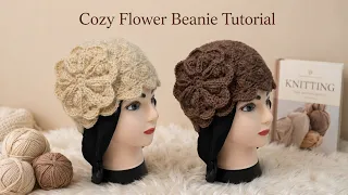 Elegant Crochet Hat Tutorial 🌸 Chic Winter Hat with a Large Flower