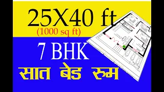 25x40 ft 7 bhk house plan 1000 sq ft house plan 