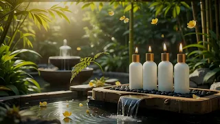 Spa Relaxation with Flowers Water and Bamboo Piano