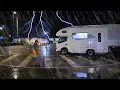 Download Lagu A thunderstorm night spent enjoying the sound of rain in a small mobile home