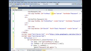 Password and Confirm Password validation using jQuery in ASP Net