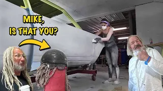 Blair Misses Mike Getting 69 RoadRunner Paint Ready