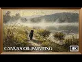 Field with Black Cat Farmhouse Oil Painting 4K Vintage Frame TV Wallpaper Art Screensaver - NO Music