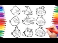 Angry Birds Coloring pages for Kids How to draw and color all Angry Birds Characters