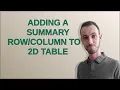 Adding a summary to a 2D table