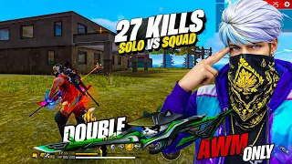 DOUBLE AWM With RAY Character 😱 Solo vs Squad Gameplay- Garena Free Fire