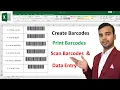 How to Crate Barcode in excel Print Barcode Scan barcode and automatically data entry in MS Excel