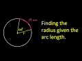 Finding the Radius Given the Arc Length