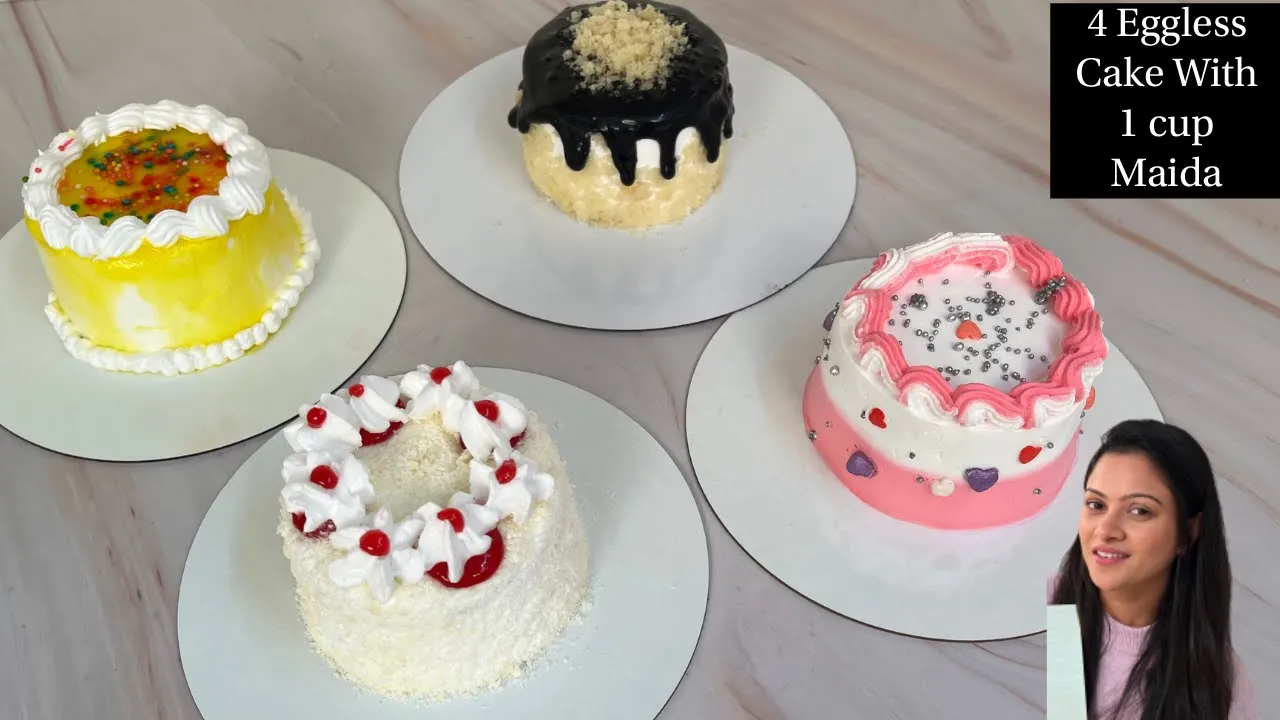 4 Super Soft Cake Recipes with Only 1 Cup Maida,  1    4  Vanilla Cake, Mini Cake