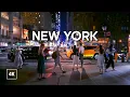Walking in New York at Night Explore Midtown Manhattan NYC Walking Tour 4K