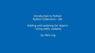 Python Collections - Set