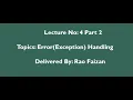 Visual Basic Tutorial Error Exception Handling with examples lecture 4 part 2