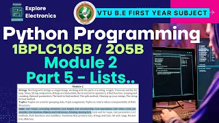 Module 2 Part 5 Lists in python VTU 1st sem Python Programming