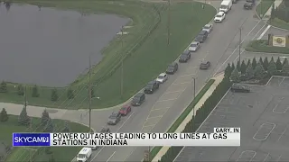 Drivers in Northwest Indiana face long lines at the gas pumps following Tuesday storms