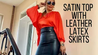 How Working Women Should Style Satin Top With Leather Latex Skirts For Office 