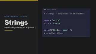 Python Tutorial for Beginners - Python Strings Indexing Slicing Methods Formatting