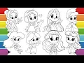 Disney Princess Coloring Pages Belle Snow White Rapunzel Cinderella Ariel Jasmine Moana