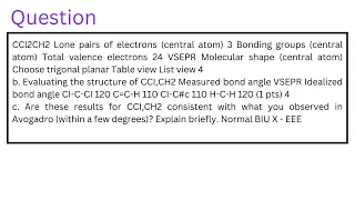 CCl2CH2 Lone pairs of electrons central atom 3 Bonding groups central atom