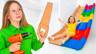 Nastya construit un parc d'attractions à la maison pour ses amis