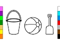 Beach Bucket Ball Shovel Coloring Pages for Kids