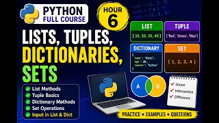 Python Full Course for Beginners Hour 6 Lists Tuples Dictionaries Sets Python Tutorial 2026