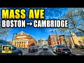Mass Ave Boston to Cambridge MA Wednesday Morning 4K Driving Tour