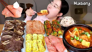 밥도둑 총출동🚨밥이 술술 들어가는 집밥 먹방!! 뜨끈한 김치찌개에 LA갈비,스팸, 명란젓, 계란말이, 오이소박이까지! KOREAN HOME FOOD MUKBANG