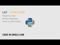 Single line Code Merge List Remove repeated Items extract odd Numbers Python
