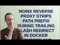 Nginx reverse proxy strips path prefix during trailing slash redirect in Docker Compose and Hugo
