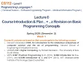 CS112 Programming Languages 1 LECT 0 Crse Plan Basic Programming Concepts Revision in Arabic